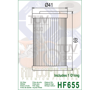HIFLO filtr oleju HF 655 SXF/EXCF 250 '06-'12, EXC450/500, HUSABERG '09-'12 (50)