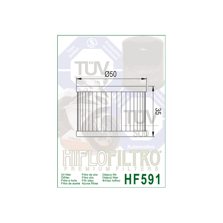 HIFLO filtr oleju HF 591 BENELLI BN 125 '17-'22, TNT 125 '17-'24 (OEM: 169124320000)