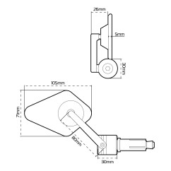 OXFORD lusterko na koniec kierownicy Arrow 360 czarne OX511