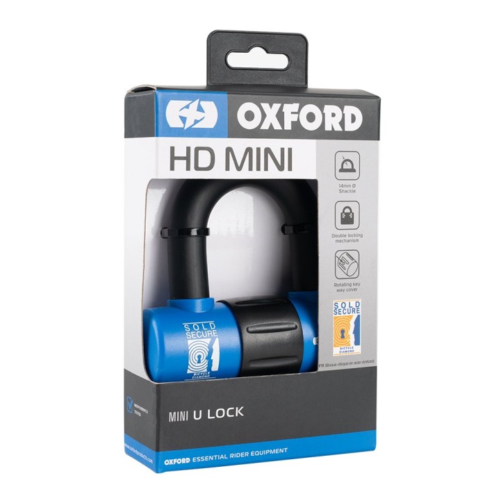 OXFORD kłódka mini niebieska trzpień 14mm HD