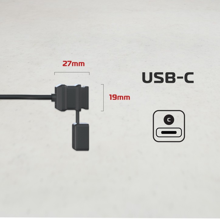 OXFORD ładowarka USB typ C 12V 3A kabel 1,6m czarna